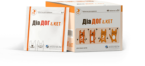 Діа Дог & кет – інструкція Смачна жувальна таблетка, ветеринарний ентеросорбент